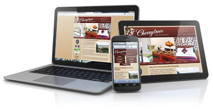 Cherrytrees B&B website designed for desktop, tablet and smartphone